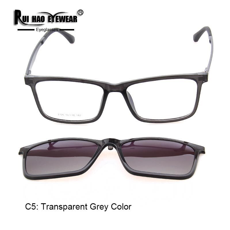 Retro Eyeglasses Frame and Clip on Sunglasses Gradient Color Optical Glasses Men Rectangle Spectacles Frame 2126
