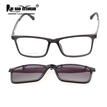 Load image into Gallery viewer, Retro Eyeglasses Frame and Clip on Sunglasses Gradient Color Optical Glasses Men Rectangle Spectacles Frame 2126