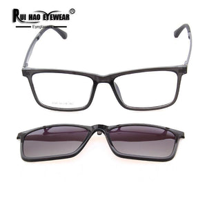 Retro Eyeglasses Frame and Clip on Sunglasses Gradient Color Optical Glasses Men Rectangle Spectacles Frame 2126