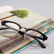 Load image into Gallery viewer, Retro Eyes Glasses Metal Half Frame Ultra Light Vintage Myopia Eyeglasses Frame Plain Lens Oculos De Grau Femininos Oculos