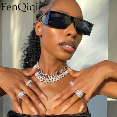 Retro Punk Square Sunglasses For Women Men Small Frame Silver Future Sun Glasses Trending Shades UV400 Ladies Eye