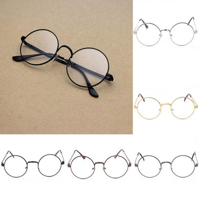Retro Unisex Round Spectacle Frame Eyeglasses Decorative Glasses Large Round Transparent Lens Glasses Metal Eyeglass