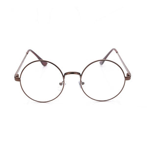 Retro Unisex Round Spectacle Frame Eyeglasses Decorative Glasses Large Round Transparent Lens Glasses Metal Eyeglass