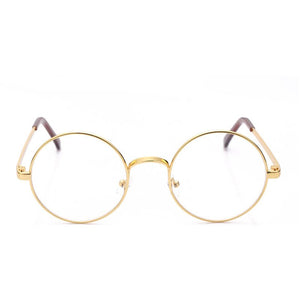 Retro Unisex Round Spectacle Frame Eyeglasses Decorative Glasses Large Round Transparent Lens Glasses Metal Eyeglass