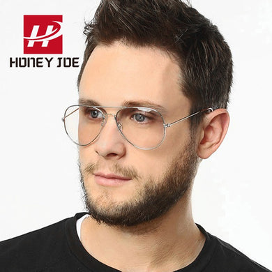 Retro  Vintage Clear lens Glasses Men Women Metal Frame Unisex Big Oval Party Eyewear Pilot Aviation Geek Eye Glass Frame