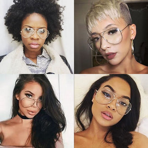 Retro  Vintage Clear lens Glasses Men Women Metal Frame Unisex Big Oval Party Eyewear Pilot Aviation Geek Eye Glass Frame