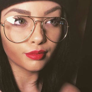 Retro  Vintage Clear lens Glasses Men Women Metal Frame Unisex Big Oval Party Eyewear Pilot Aviation Geek Eye Glass Frame