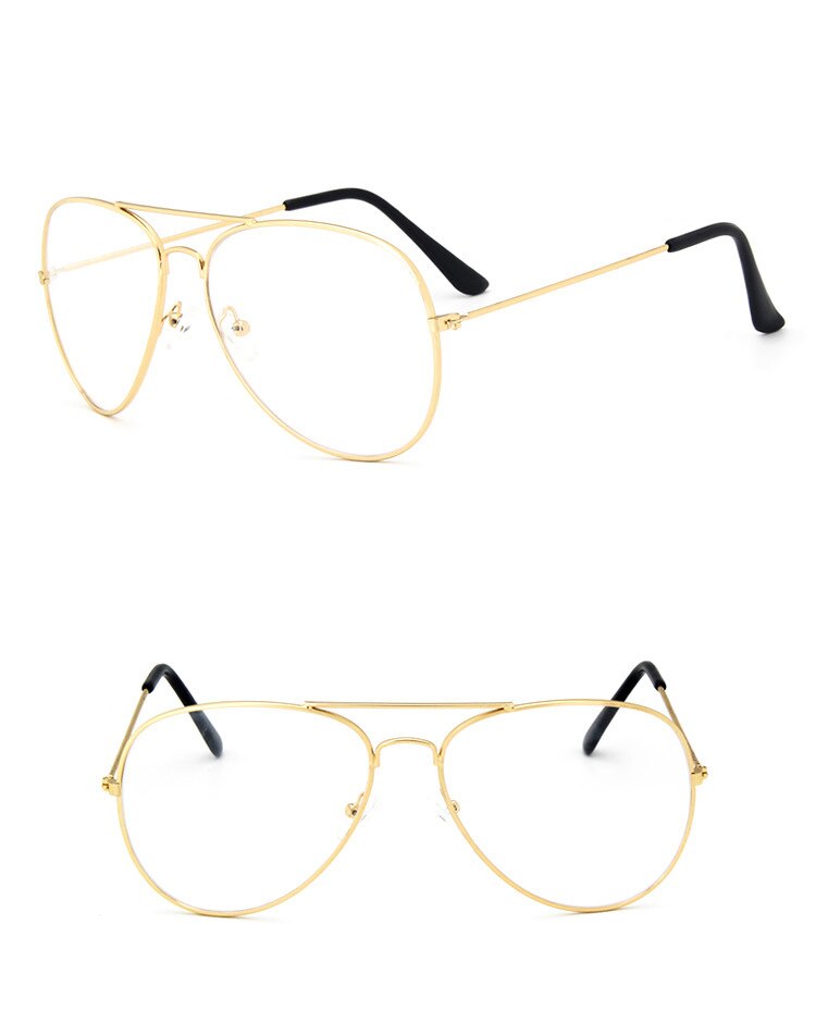 Retro  Vintage Clear lens Glasses Men Women Metal Frame Unisex Big Oval Party Eyewear Pilot Aviation Geek Eye Glass Frame