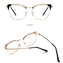 Load image into Gallery viewer, Retro Female Cat Eyes Metal Alloy Optical Glasses Frames for Myopia &amp;Presbyopia ,Women Prescription Eyeglasses Glass Frame F0217