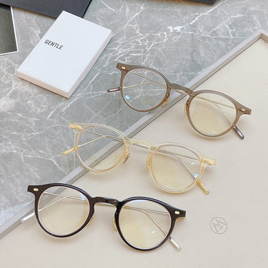 Retro GENTLE Round Shape Eyeglasses Frame JOJO Men's Women's B Titanium Eyeglass Frames Myopia Prescription Transparent Glasses