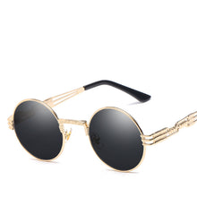 Carica l'immagine nel visualizzatore di Gallery, Retro Gothic Steampunk Mirror Sunglasses Men Gold and Black Sun Glasses Vintage Round Circle Women UV Gafas De Sol