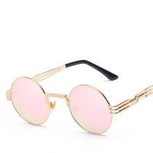 Carica l'immagine nel visualizzatore di Gallery, Retro Gothic Steampunk Mirror Sunglasses Men Gold and Black Sun Glasses Vintage Round Circle Women UV Gafas De Sol