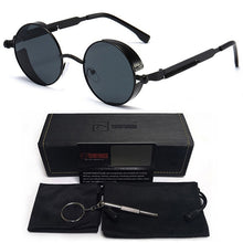 Carica l'immagine nel visualizzatore di Gallery, Retro Gothic Steampunk Sunglasses Men Round Vintage Metal Circle Punk Sun Glasses Male Alloy Beach Summer Circular Drive Eyewear
