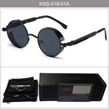 Carica l'immagine nel visualizzatore di Gallery, Retro Gothic Steampunk Sunglasses Men Round Vintage Metal Circle Punk Sun Glasses Male Alloy Beach Summer Circular Drive Eyewear