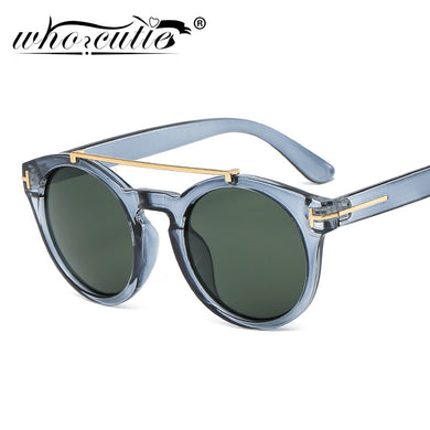 Retro Gray Green Round Rivet Sunglasses Women 2023 Brand Double Bridge Shades Eyewear Colorful Lens Frame Trendy Men Sun Glasses