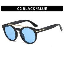 Load image into Gallery viewer, Retro Gray Green Round Rivet Sunglasses Women 2023 Brand Double Bridge Shades Eyewear Colorful Lens Frame Trendy Men Sun Glasses