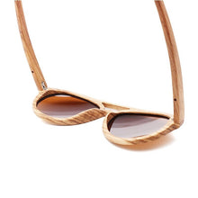 Load image into Gallery viewer, Retro Hollow craft Wood sunglasses women men high grade Zebrano Brand Design Polarized sunglasses Beach Bamboo eyeglasses