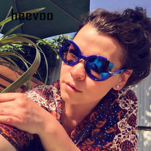 Load image into Gallery viewer, Retro Large Cat Eye Sunglasses Women Brand Designer Mirror Personality Semi-Rimless Cateye Sun Glasses For Lady Shadow UV400