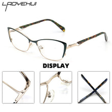 Carica l'immagine nel visualizzatore di Gallery, Retro  Brand Design Square Rectangle Cat Eye Metal Eyeglasses Grames Clear Fake Decorative Narrow Glasses Women