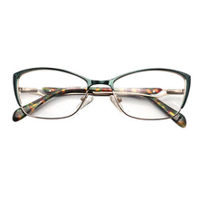 Carica l'immagine nel visualizzatore di Gallery, Retro  Brand Design Square Rectangle Cat Eye Metal Eyeglasses Grames Clear Fake Decorative Narrow Glasses Women