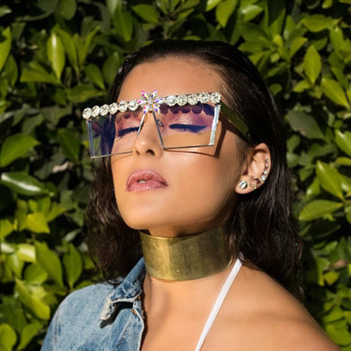 Retro  Rhinestone Oversized Vintage Square Sun glasses Eyewear Shade Oculos de sol feminino Sunglasses UV400