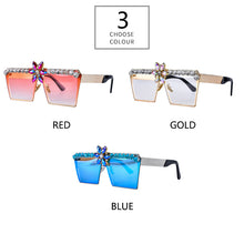 Load image into Gallery viewer, Retro  Rhinestone Oversized Vintage Square Sun glasses Eyewear Shade Oculos de sol feminino Sunglasses UV400
