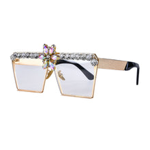 Load image into Gallery viewer, Retro  Rhinestone Oversized Vintage Square Sun glasses Eyewear Shade Oculos de sol feminino Sunglasses UV400