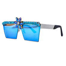 Load image into Gallery viewer, Retro  Rhinestone Oversized Vintage Square Sun glasses Eyewear Shade Oculos de sol feminino Sunglasses UV400