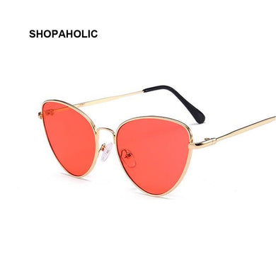 Retro  Sunglasses Women Brand Designer Famous Rose Gold Sun Glasses Female Mirror Vintage Cat Eye Ladies Sunglass