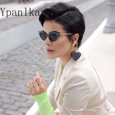 Retro Metal Chain Cat Eye Sunglasses Women Popular Modern Small Frame Sun Glasses Female  Glasses