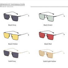 Load image into Gallery viewer, Retro Metal Frame Double Bridges Rectangle Sunglasses Men Green Black Square Sun Glasses Women  Shades UV400