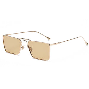 Retro Metal Frame Double Bridges Rectangle Sunglasses Men Green Black Square Sun Glasses Women  Shades UV400