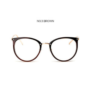 Retro Metal Frame Eyeglasses Oversized Clear Lens Glasses Men Women Transparent Optical Cat Eye Glasses Frames Spectacle