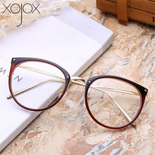 Carica l&#39;immagine nel visualizzatore di Gallery, Retro Metal Frame Eyeglasses Oversized Clear Lens Glasses Men Women Transparent Optical Cat Eye Glasses Frames Spectacle
