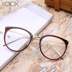 Retro Metal Frame Eyeglasses Oversized Clear Lens Glasses Men Women Transparent Optical Cat Eye Glasses Frames Spectacle