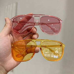Retro  Special Offer Big Frame Yellow Sunglasses Men Women Trendy People Street Pography Travel Beach Essentials