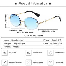 Load image into Gallery viewer, Retro Oval Sunglasses for Women Men Vintage Gold Metal Frameless Rimless Glasses Tinted Lens UV400 Protection