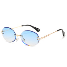Load image into Gallery viewer, Retro Oval Sunglasses for Women Men Vintage Gold Metal Frameless Rimless Glasses Tinted Lens UV400 Protection