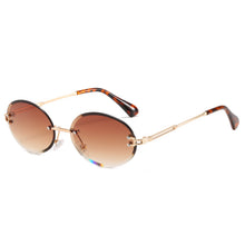 Load image into Gallery viewer, Retro Oval Sunglasses for Women Men Vintage Gold Metal Frameless Rimless Glasses Tinted Lens UV400 Protection
