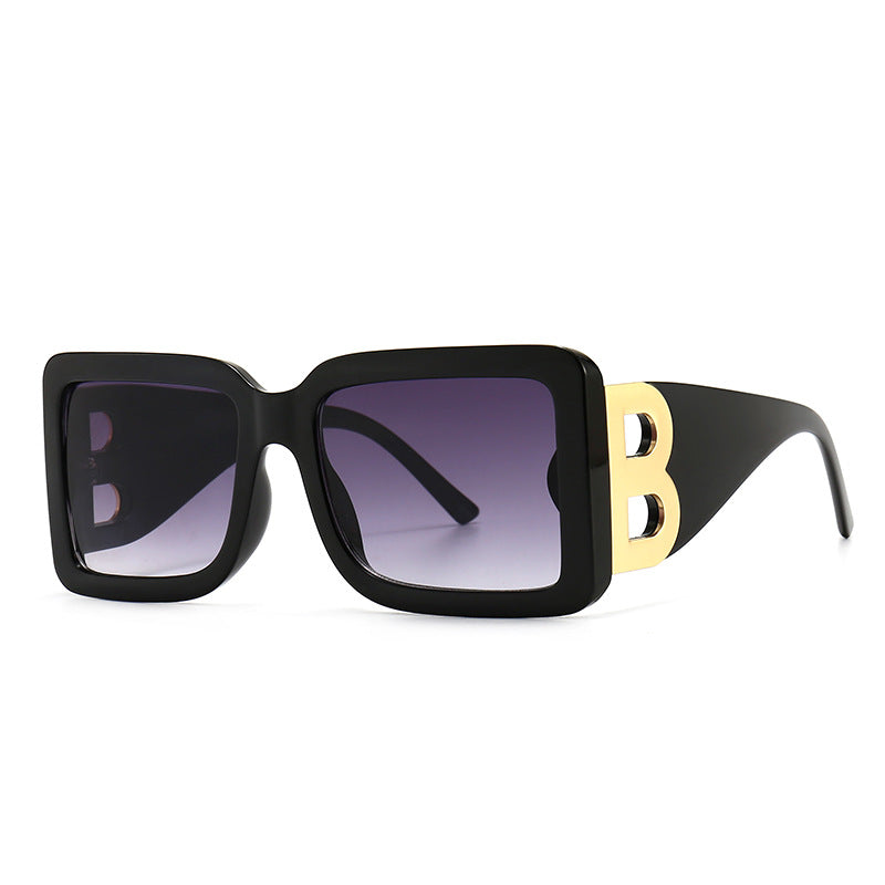 Retro Oversized Square Sunglasses Ladies Iuxury Brand Big Frame Men's Sunglasses Black Gradient Female Glasses Oculos