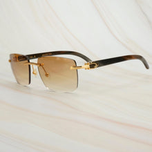 Load image into Gallery viewer, Retro Oversized Square Sunglasses Raw Impression Buffalo Horn Sunglasses for Men Carter Mens Sun Glasses Brand Designer Shades
