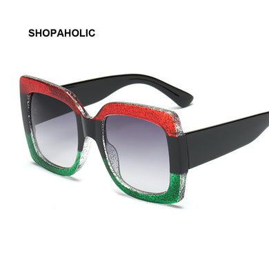 Retro Oversized Square Sunglasses Women  Brand Designer Red Green Sun Glasses Female Vintage Shades Eyewear Oculos De Sol