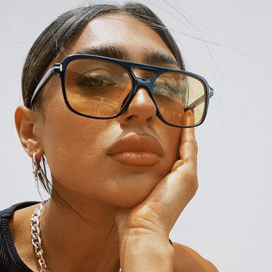 Retro Oversized Square Sunglasses Women Men 2023 Double Bridges Eyewear UV400 Popular ins Shades Sun Glasses oculos