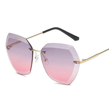 Load image into Gallery viewer, Retro Oversized Sunglasses Women Brand Big Frame Sun Glasses Female Rimless Gradient Cutting Lens Ladies Eyeglasses