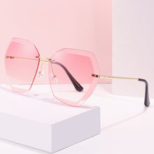Load image into Gallery viewer, Retro Oversized Sunglasses Women Brand Big Frame Sun Glasses Female Rimless Gradient Cutting Lens Ladies Eyeglasses