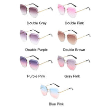 Load image into Gallery viewer, Retro Oversized Sunglasses Women Brand Big Frame Sun Glasses Female Rimless Gradient Cutting Lens Ladies Eyeglasses