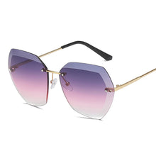Load image into Gallery viewer, Retro Oversized Sunglasses Women Brand Big Frame Sun Glasses Female Rimless Gradient Cutting Lens Ladies Eyeglasses