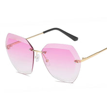 Load image into Gallery viewer, Retro Oversized Sunglasses Women Brand Big Frame Sun Glasses Female Rimless Gradient Cutting Lens Ladies Eyeglasses