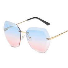 Load image into Gallery viewer, Retro Oversized Sunglasses Women Brand Big Frame Sun Glasses Female Rimless Gradient Cutting Lens Ladies Eyeglasses