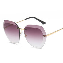 Load image into Gallery viewer, Retro Oversized Sunglasses Women Brand Big Frame Sun Glasses Female Rimless Gradient Cutting Lens Ladies Eyeglasses